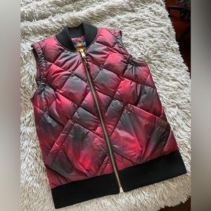 Eddie Bauer red/black plaid down filled vest
